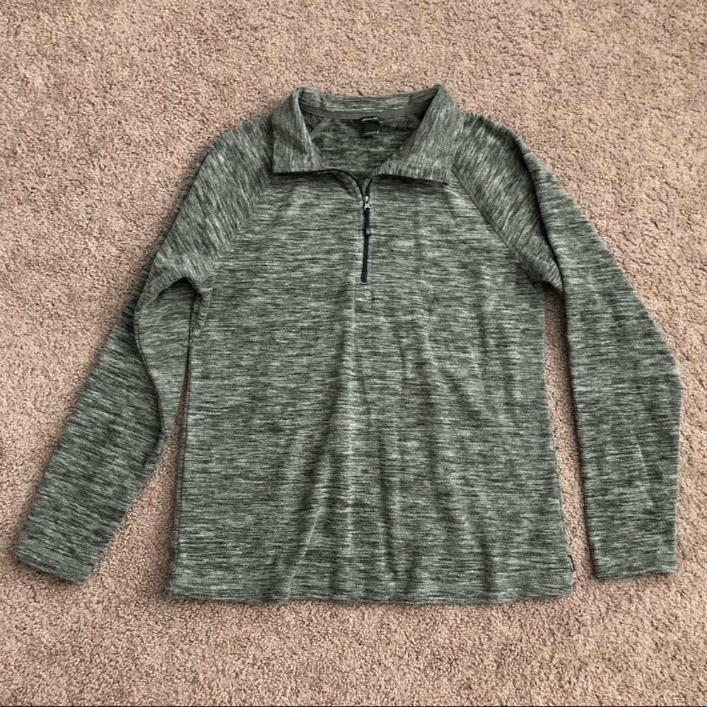 Eddie Bauer Women Marled Gray Fleece 1/4 Zip Pullover